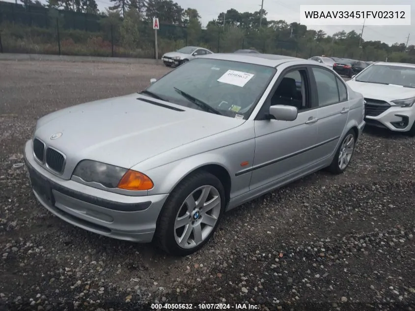 2001 BMW 325 I VIN: WBAAV33451FV02312 Lot: 40505632