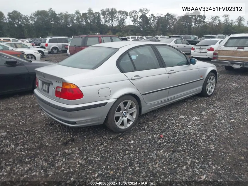 2001 BMW 325 I VIN: WBAAV33451FV02312 Lot: 40505632