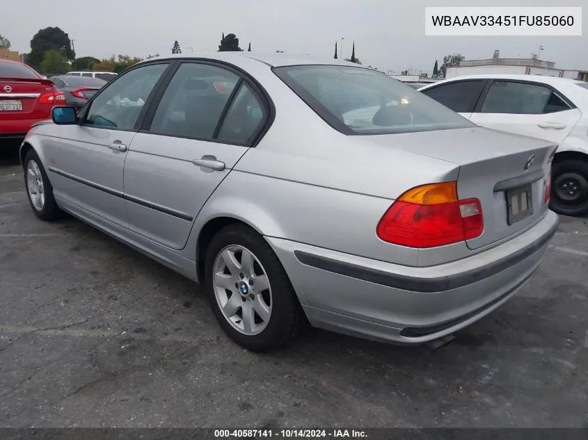 2001 BMW 325I VIN: WBAAV33451FU85060 Lot: 40587141