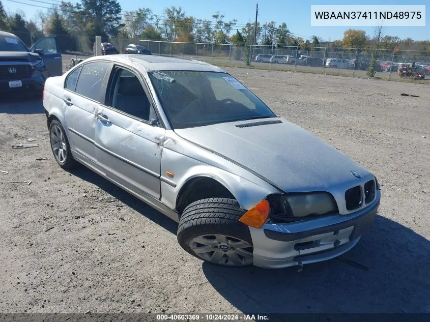 2001 BMW 325I VIN: WBAAN37411ND48975 Lot: 40663369