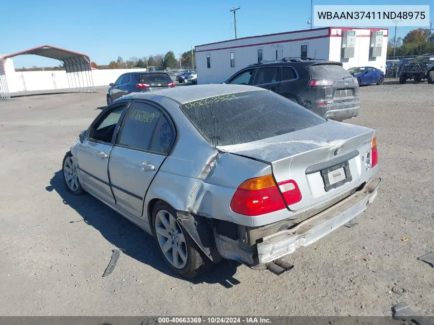 2001 BMW 325I VIN: WBAAN37411ND48975 Lot: 40663369