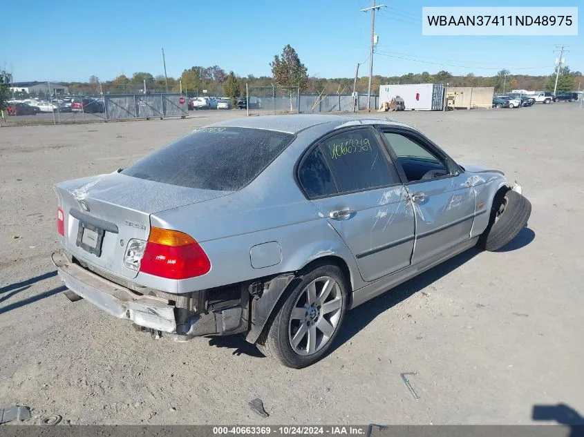 2001 BMW 325I VIN: WBAAN37411ND48975 Lot: 40663369