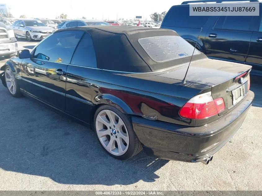 2001 BMW 330Ci VIN: WBABS53451JU87669 Lot: 40672333