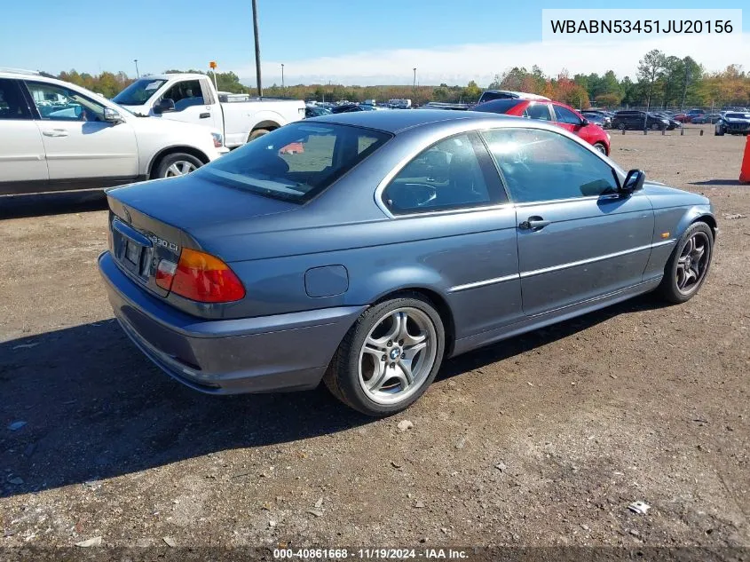 2001 BMW 330Ci VIN: WBABN53451JU20156 Lot: 40861668