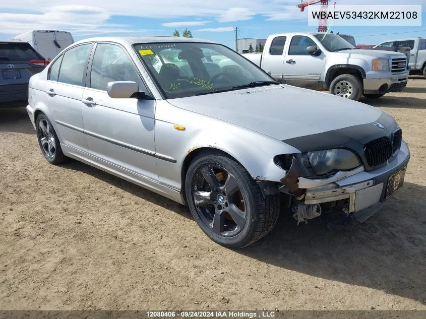 2002 BMW 3 Series VIN: WBAEV53432KM22108 Lot: 12080406