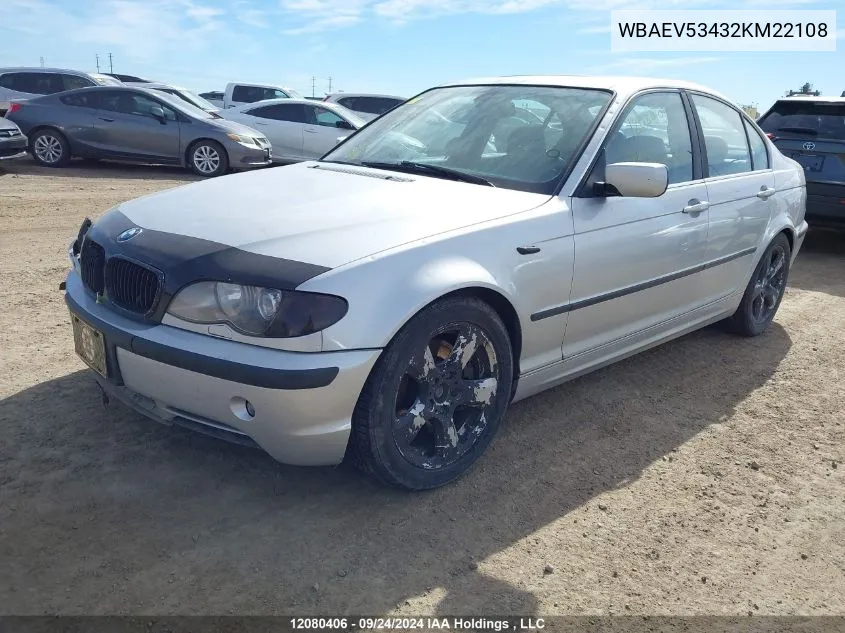 2002 BMW 3 Series VIN: WBAEV53432KM22108 Lot: 12080406