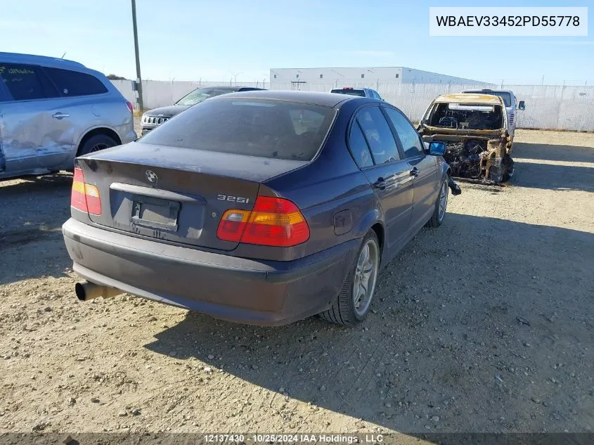 2002 BMW 3 Series VIN: WBAEV33452PD55778 Lot: 12137430