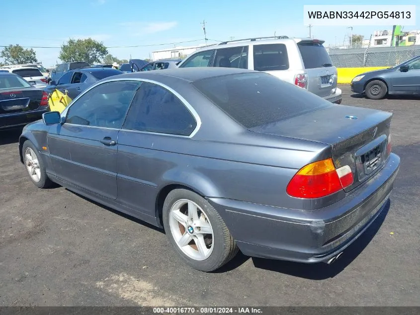 2002 BMW 325Ci VIN: WBABN33442PG54813 Lot: 40016770