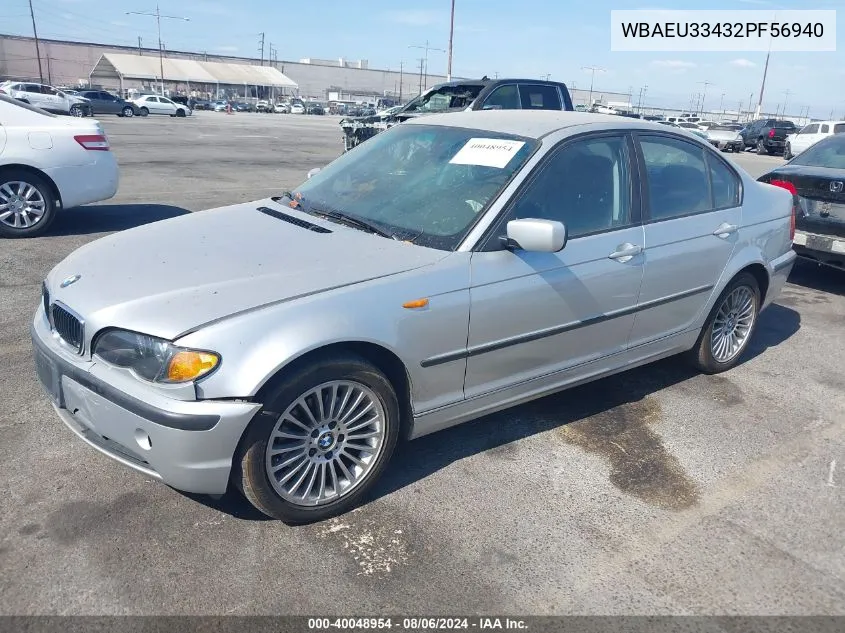 2002 BMW 325Xi VIN: WBAEU33432PF56940 Lot: 40048954