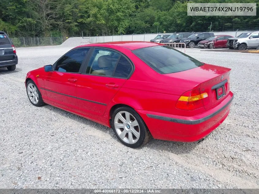 2002 BMW 325I VIN: WBAET374X2NJ19796 Lot: 40066173