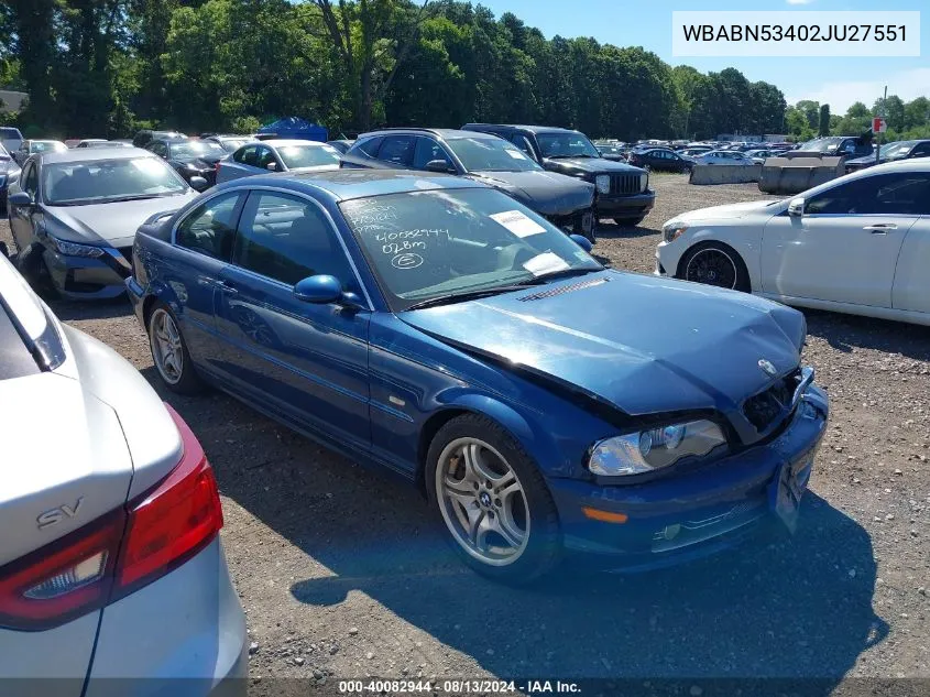 2002 BMW 330Ci VIN: WBABN53402JU27551 Lot: 40694370