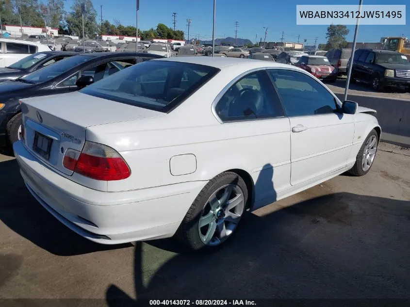 2002 BMW 325Ci VIN: WBABN33412JW51495 Lot: 40143072