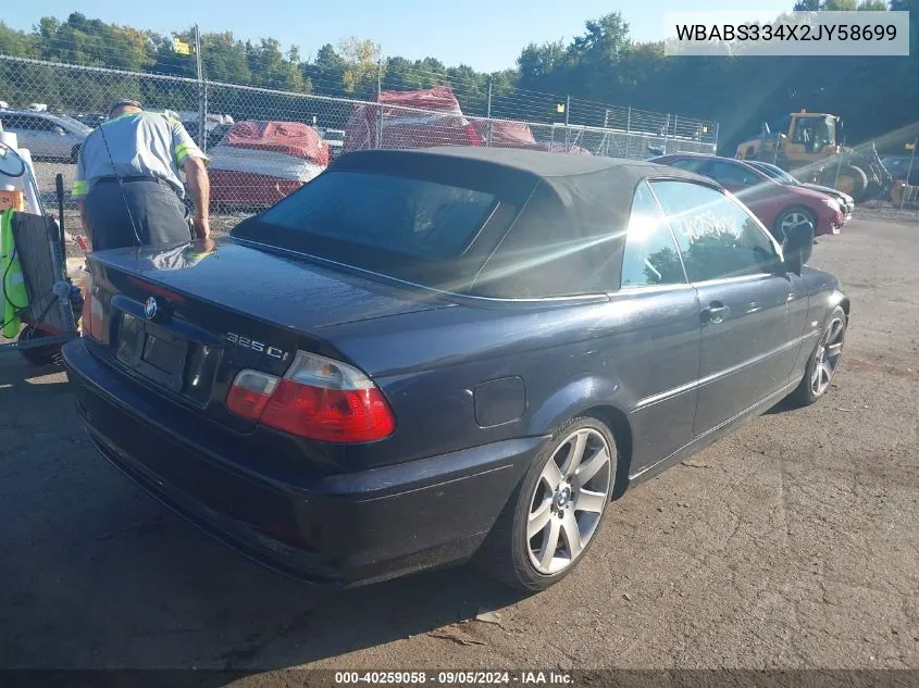 2002 BMW 325 Ci VIN: WBABS334X2JY58699 Lot: 40259058