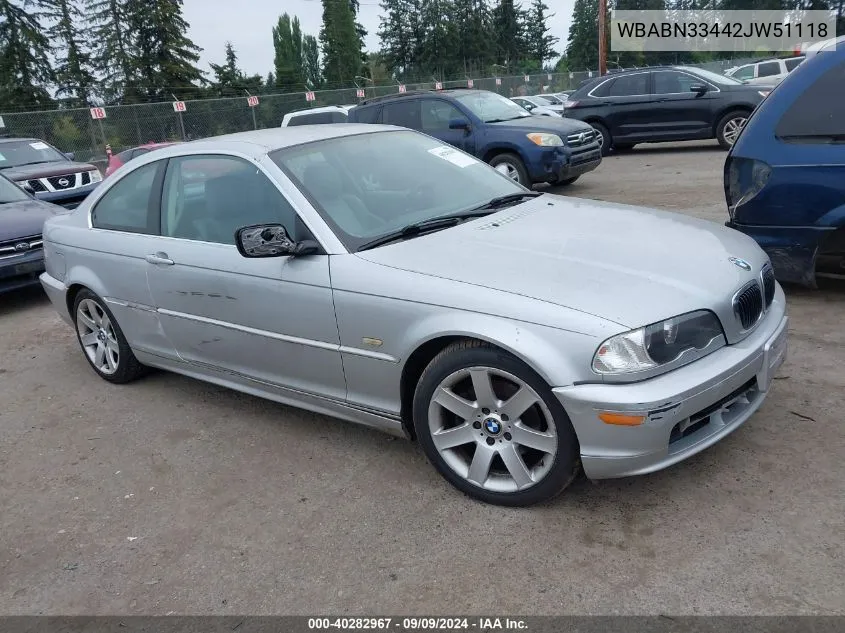 2002 BMW 325Ci VIN: WBABN33442JW51118 Lot: 40282967