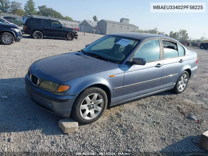 2002 BMW 325Xi Xi VIN: WBAEU33402PF58225 Lot: 40322687