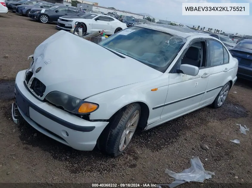 2002 BMW 3 Series 325I VIN: WBAEV334X2KL75521 Lot: 40368232