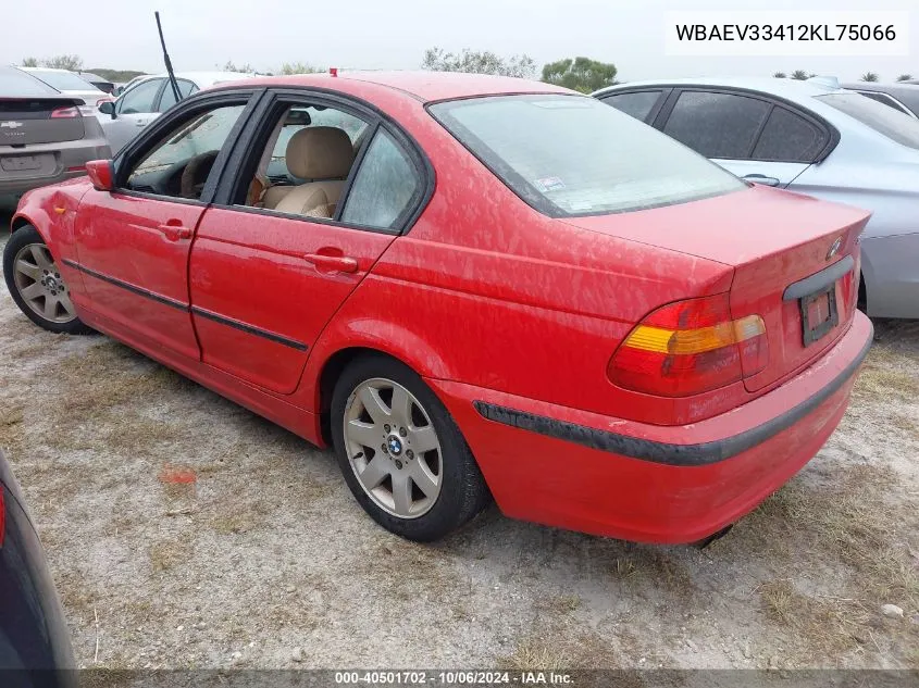 2002 BMW 325I VIN: WBAEV33412KL75066 Lot: 40501702