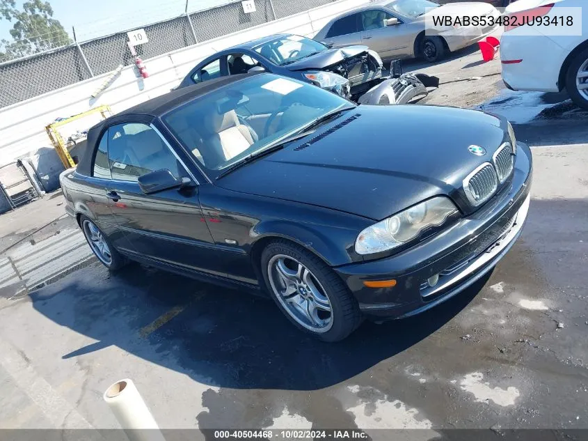 2002 BMW 330Ci VIN: WBABS53482JU93418 Lot: 40504468