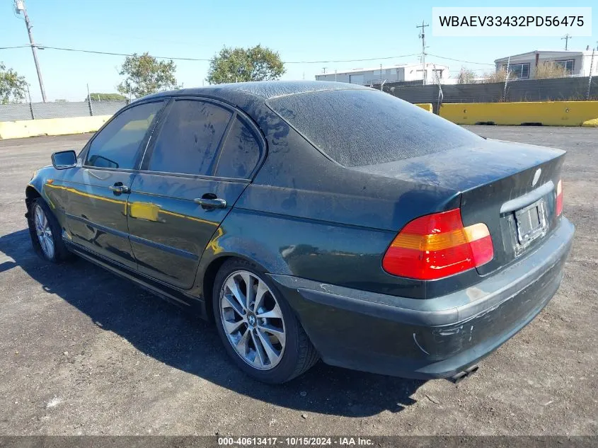 2002 BMW 325I VIN: WBAEV33432PD56475 Lot: 40613417