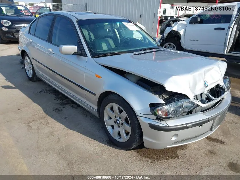 2002 BMW 325I VIN: WBAET37452NG81060 Lot: 40618608