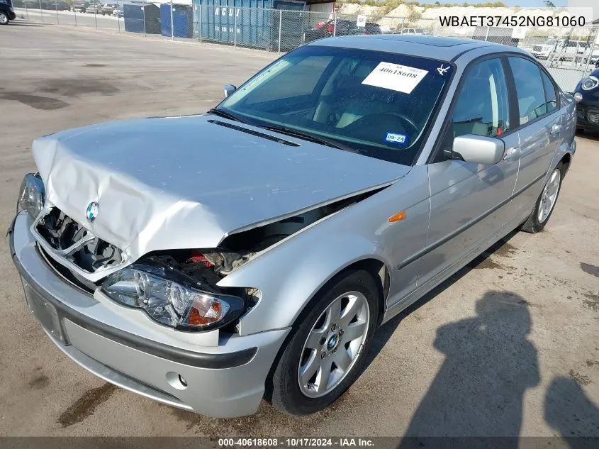 2002 BMW 325I VIN: WBAET37452NG81060 Lot: 40618608