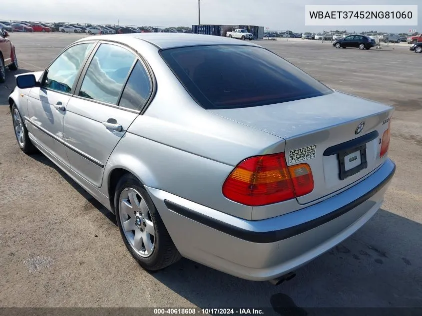 2002 BMW 325I VIN: WBAET37452NG81060 Lot: 40618608