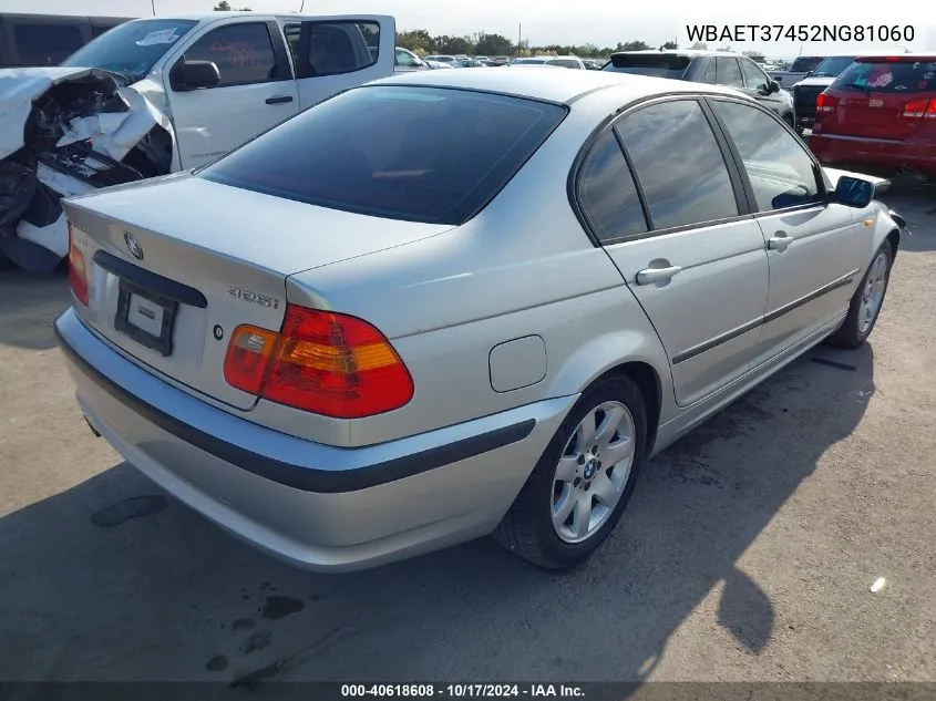 2002 BMW 325I VIN: WBAET37452NG81060 Lot: 40618608