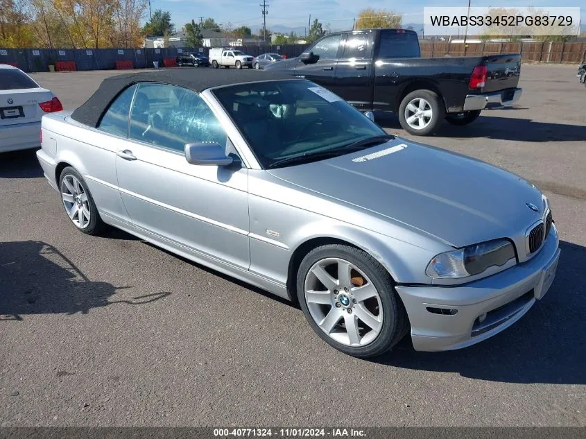 2002 BMW 325Ci VIN: WBABS33452PG83729 Lot: 40771324