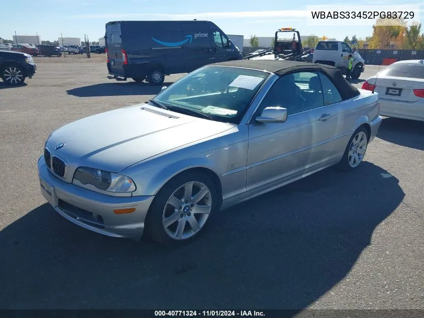 2002 BMW 325Ci VIN: WBABS33452PG83729 Lot: 40771324