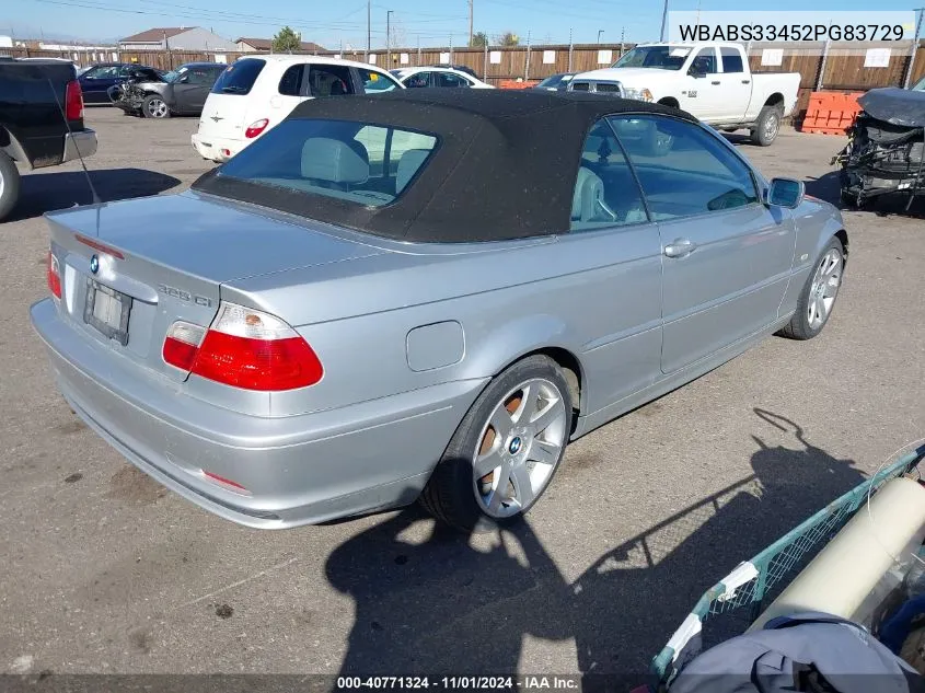 2002 BMW 325Ci VIN: WBABS33452PG83729 Lot: 40771324