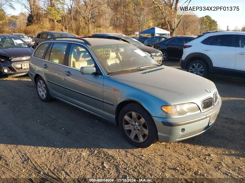 2002 BMW 325Xit VIN: WBAEP334X2PF01375 Lot: 40804004