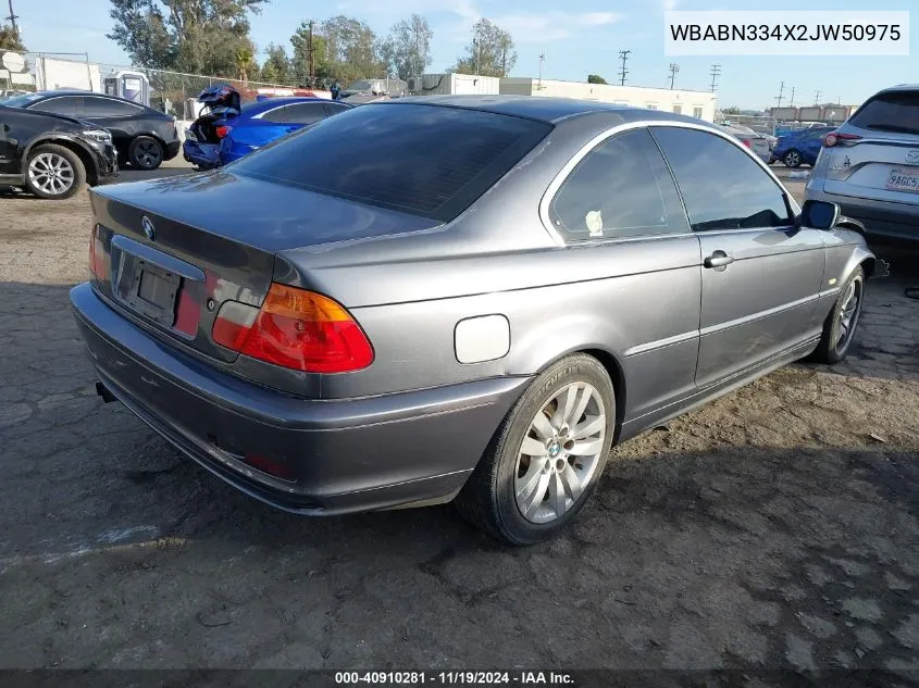 2002 BMW 325Ci VIN: WBABN334X2JW50975 Lot: 40910281