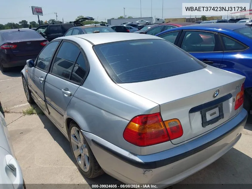 2003 BMW 325I VIN: WBAET37423NJ31734 Lot: 39924605