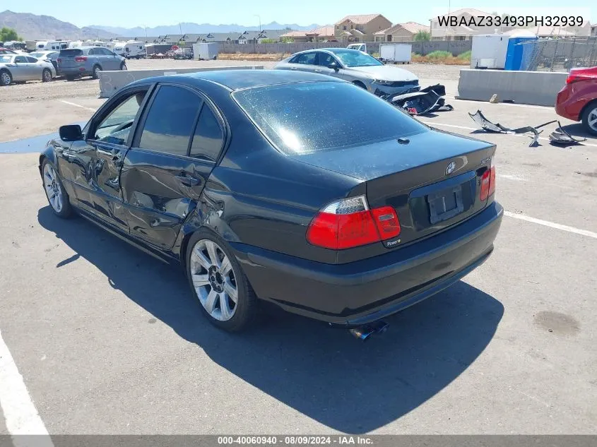 2003 BMW 325I VIN: WBAAZ33493PH32939 Lot: 40060940