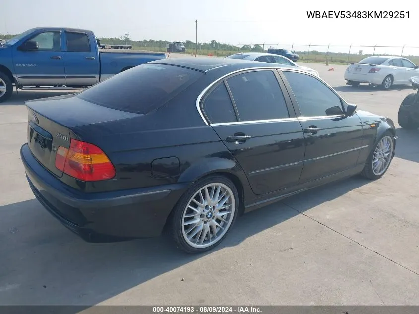 WBAEV53483KM29251 2003 BMW 330I