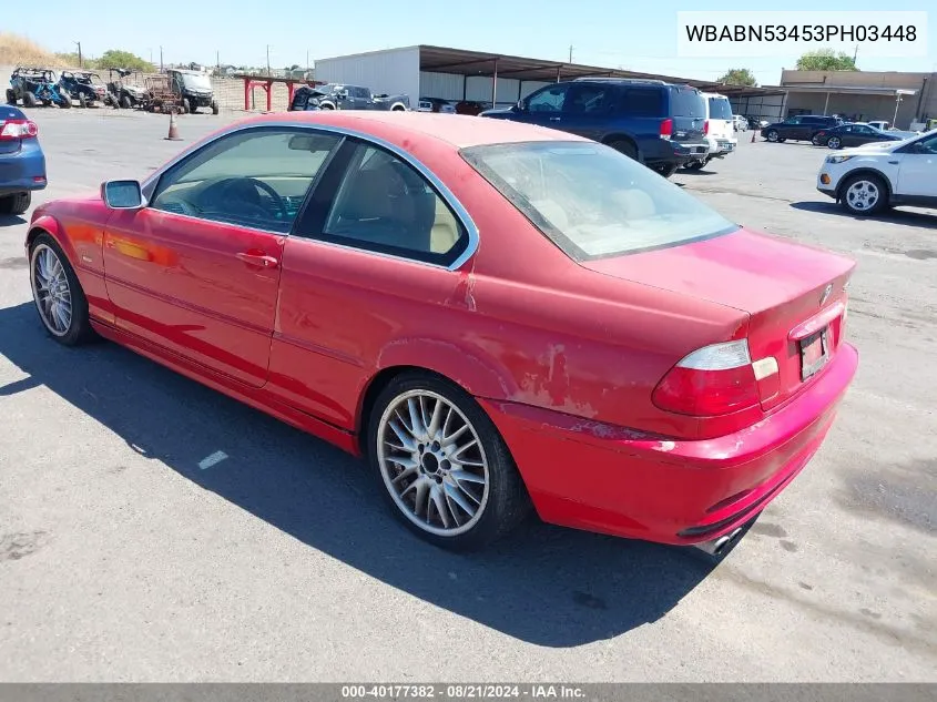 2003 BMW 330Ci VIN: WBABN53453PH03448 Lot: 40177382