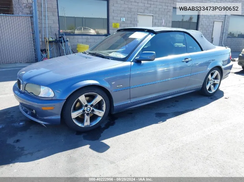 2003 BMW 325Ci VIN: WBABS33473PG90652 Lot: 40222956