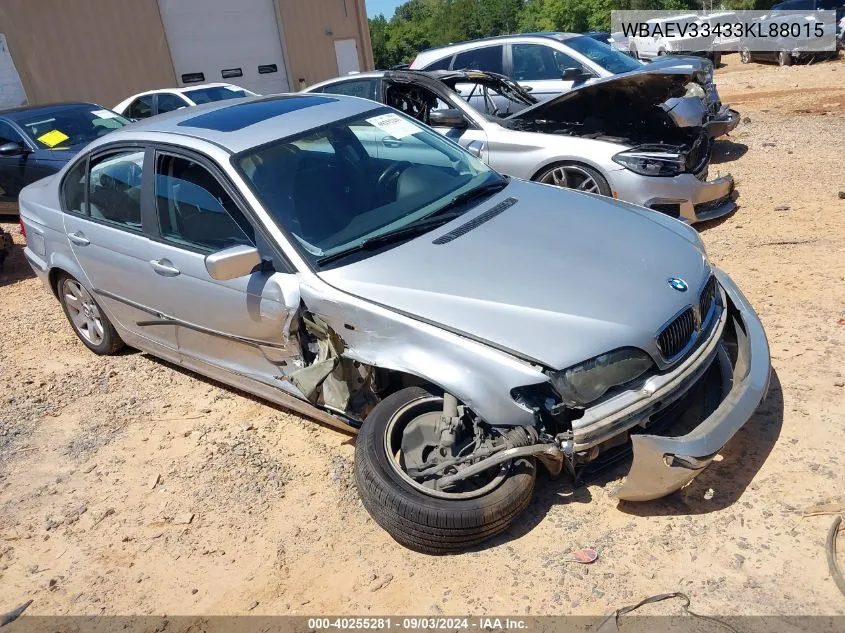 2003 BMW 325I VIN: WBAEV33433KL88015 Lot: 40255281