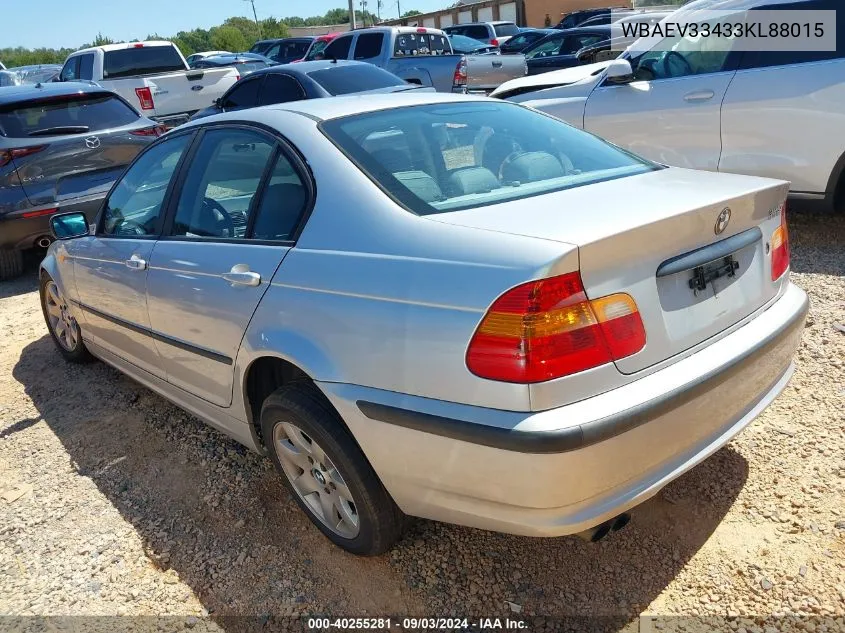 2003 BMW 325I VIN: WBAEV33433KL88015 Lot: 40255281