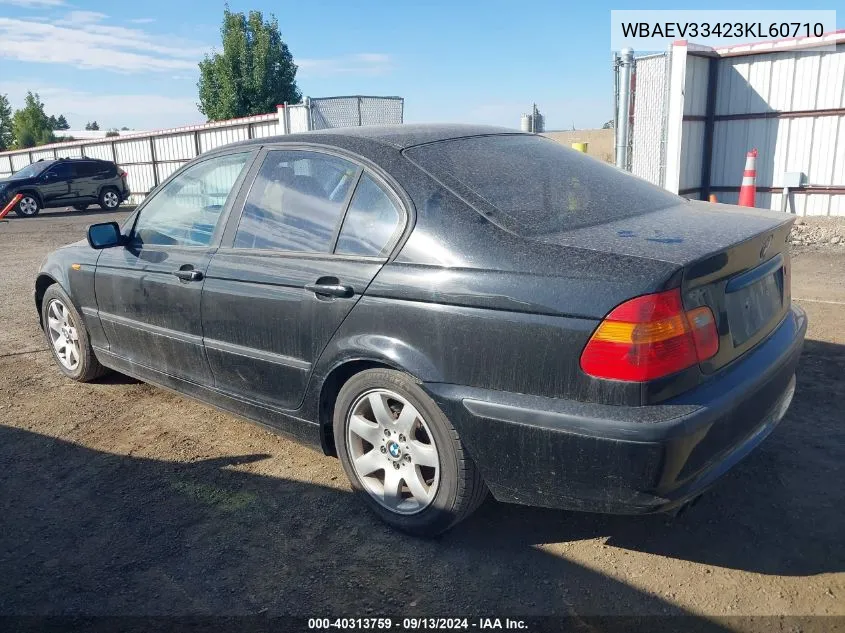 2003 BMW 325 I VIN: WBAEV33423KL60710 Lot: 40313759