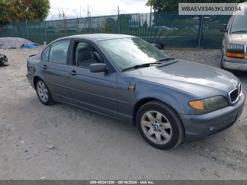 2003 BMW 325I I VIN: WBAEV33463KL80054 Lot: 40341300