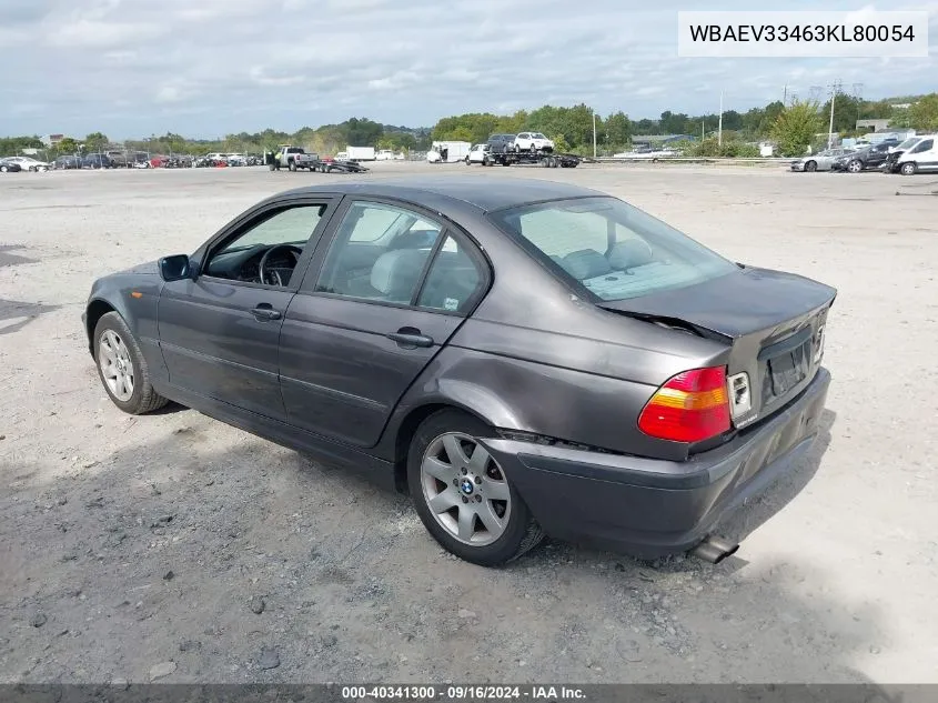 2003 BMW 325I I VIN: WBAEV33463KL80054 Lot: 40341300