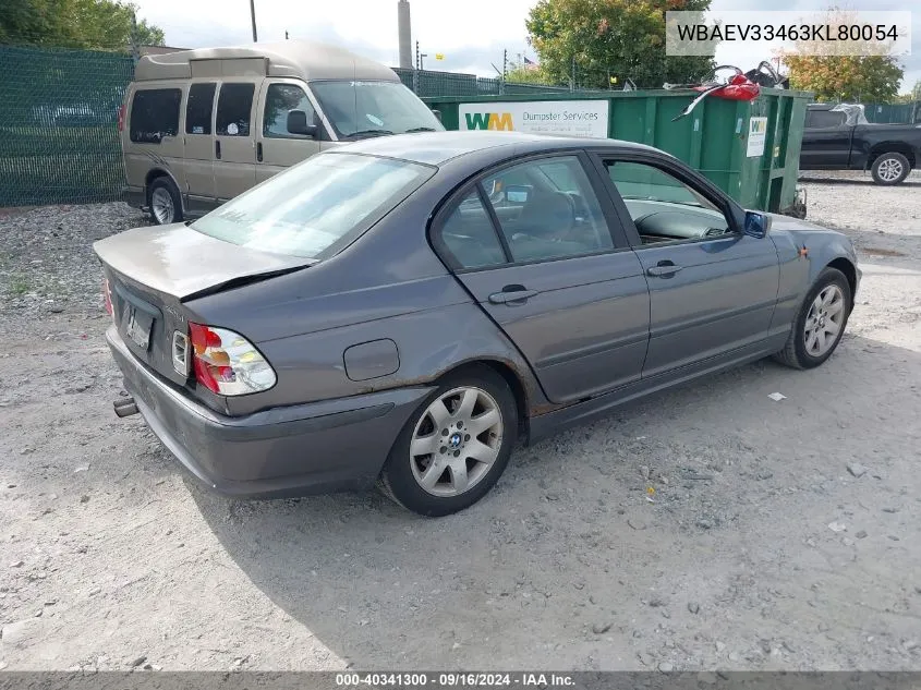 2003 BMW 325I I VIN: WBAEV33463KL80054 Lot: 40341300