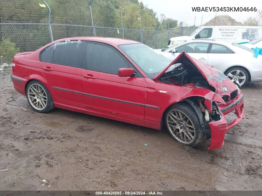 2003 BMW 330I VIN: WBAEV53453KM04646 Lot: 40420593