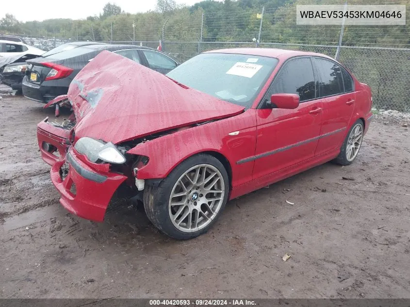 2003 BMW 330I VIN: WBAEV53453KM04646 Lot: 40420593