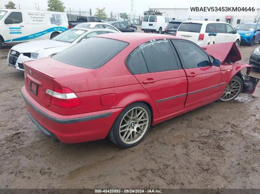 2003 BMW 330I VIN: WBAEV53453KM04646 Lot: 40420593