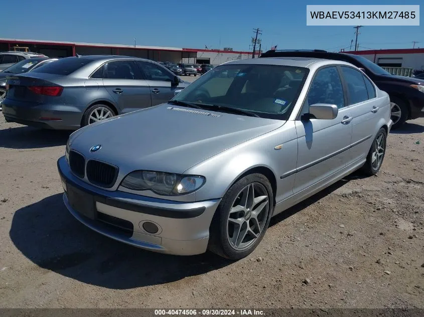 2003 BMW 330I I VIN: WBAEV53413KM27485 Lot: 40474506