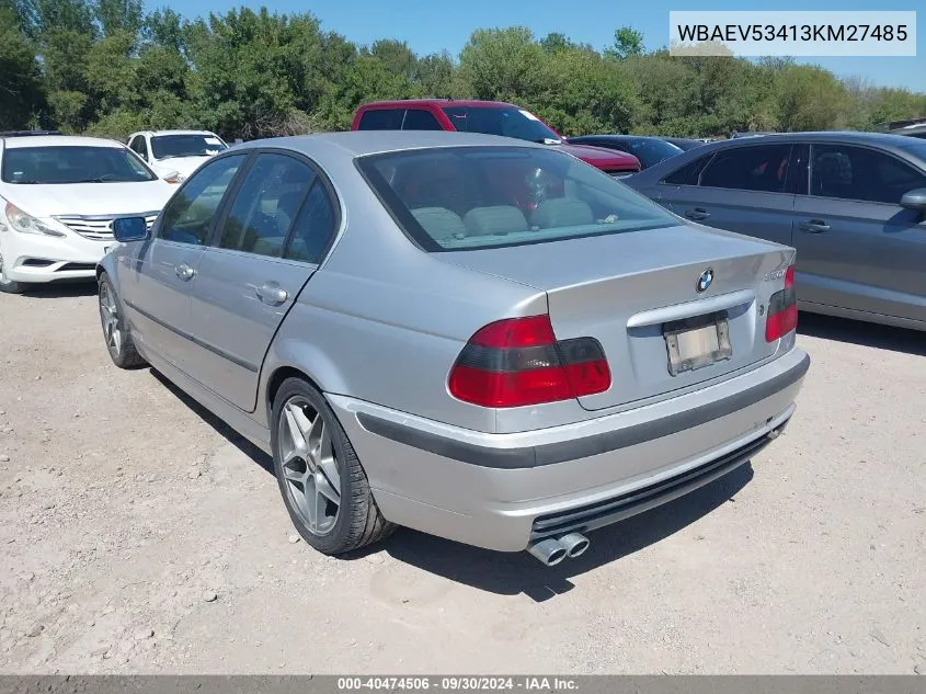 2003 BMW 330I I VIN: WBAEV53413KM27485 Lot: 40474506