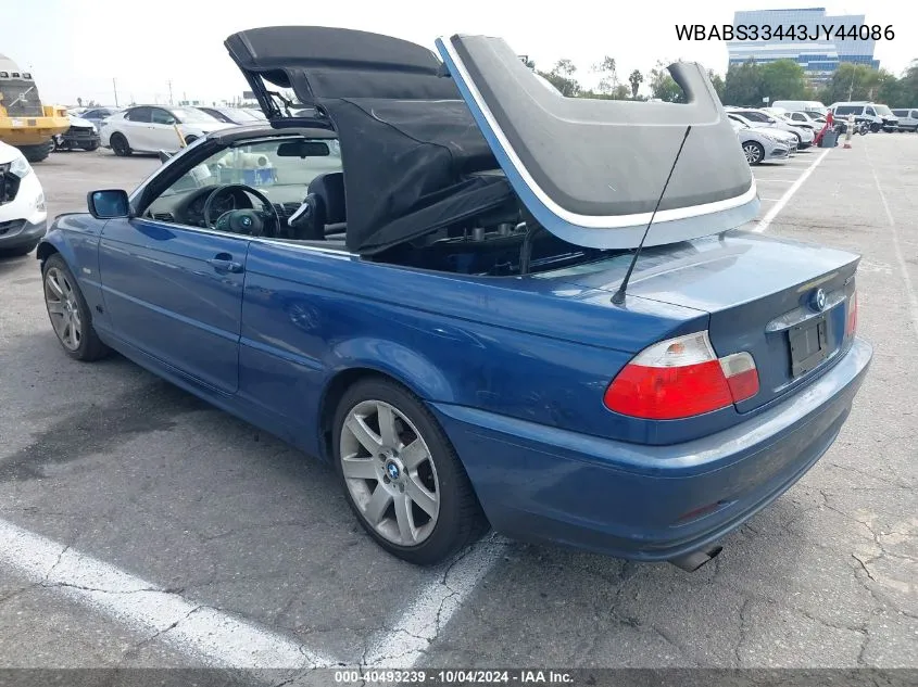 2003 BMW 325Ci VIN: WBABS33443JY44086 Lot: 40493239