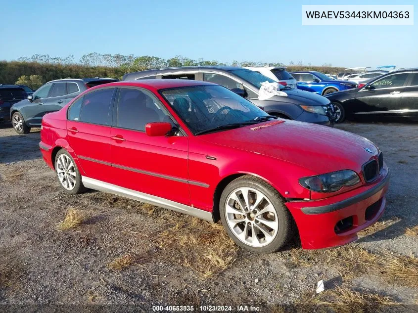 2003 BMW 330I VIN: WBAEV53443KM04363 Lot: 40653835